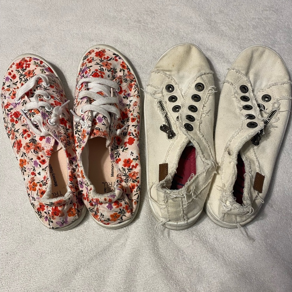 Floral and White Casual Sneakers